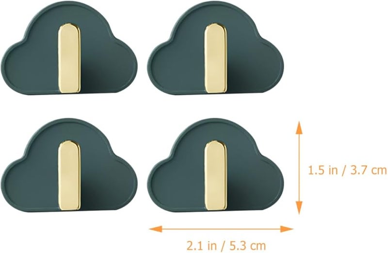 Green L Shaped Adhesive Wall Hooks 4pcs No Nail Hanging for Kitchen Bathroom Organization - Image 2